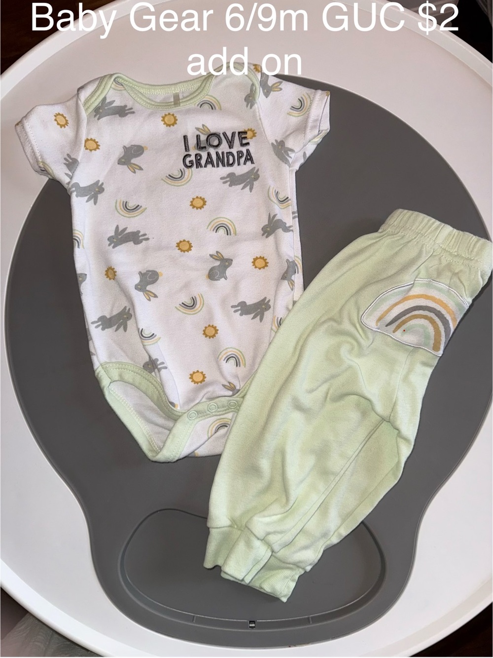 Baby Gear White & Light Green I Love Grandpa Matching Set
